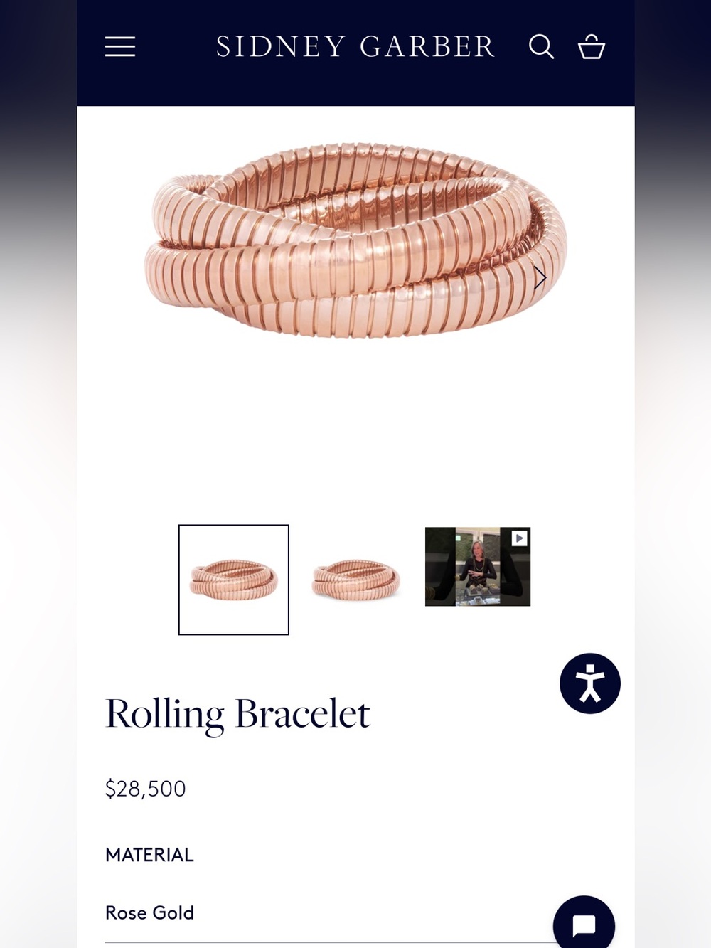Sidney Garber 18K Rolling Bracelet Triple Tubogas, Retail $28,500